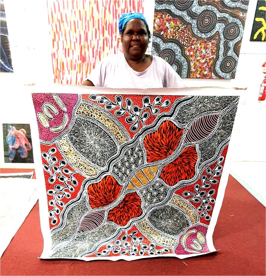 Sharon Numina Collecting Bush Tucker - AAIA Aboriginal Art