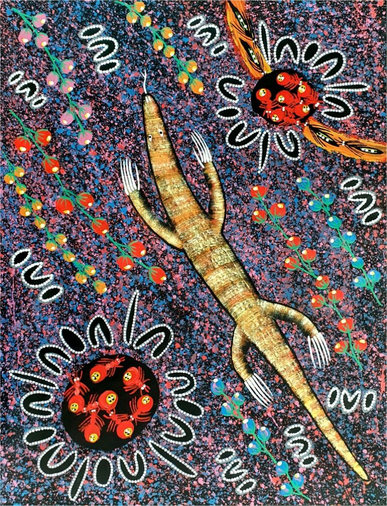 Reggie Sultan Bush Tuckers & Goanna - AAIA Aboriginal Art